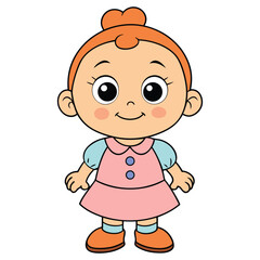 create a cute girl baby vector in white background 