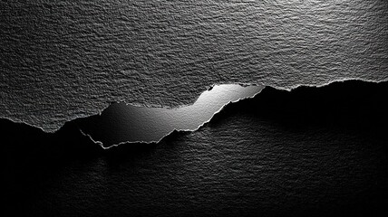 Abstract black texture with torn edges and white space, conveying raw contrast and bold minimalism