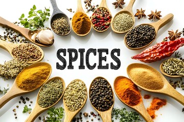 Spices and natural food. Image for designers.
