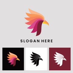 Head Bird abstract full logo simple vector