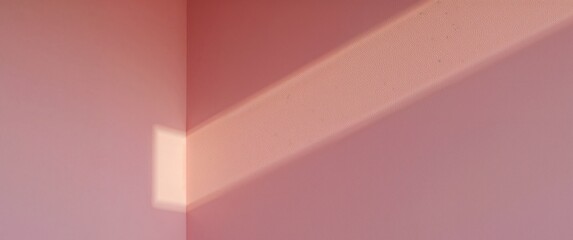 Minimalist Pink Interior Corner with Sunlight Beam, Aesthetic Wall Texture Background.