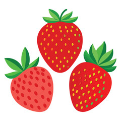 create a set of strawberry vector in white background