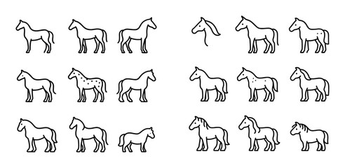Fototapeta premium Minimalist Horse Icons