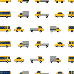 A colorful and playful seamless transportation pattern