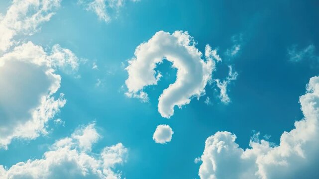 Question Mark in The Sky: A captivating visual of a question mark formed by clouds, set against a brilliant blue sky, evoking curiosity and thought.
