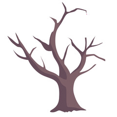 Vector illustration of a leafless, barren tree, ideal for winter, desolate landscapes, or environmental designs reflecting a lack of growth or harsh conditions.