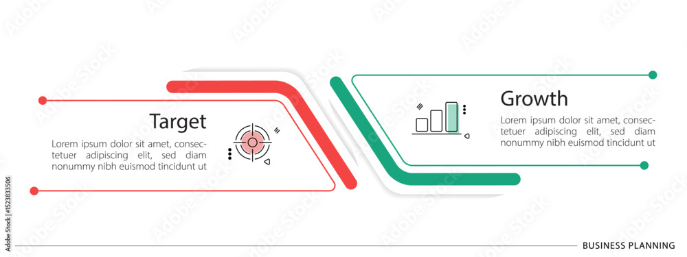 Poster Vector infographic template design. 2 Step timeline journey. Process diagram, 2 options on white background, Infograph elements vector illustration.