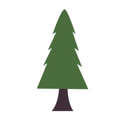 Minimalist evergreen pine tree illustration in flat style, great for winter scenes, forest backgrounds, holiday decor, or environmental graphics.

