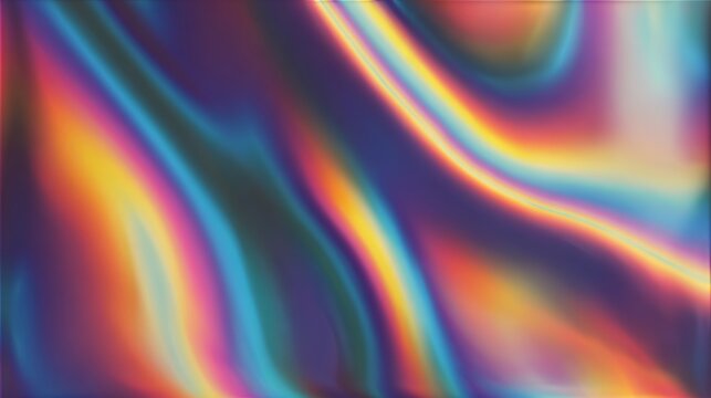 Retro holographic foil background with vibrant iridescent gradient, abstract colorful blur effect and futuristic light texture, perfect for vintage design, digital art, and creative label concepts