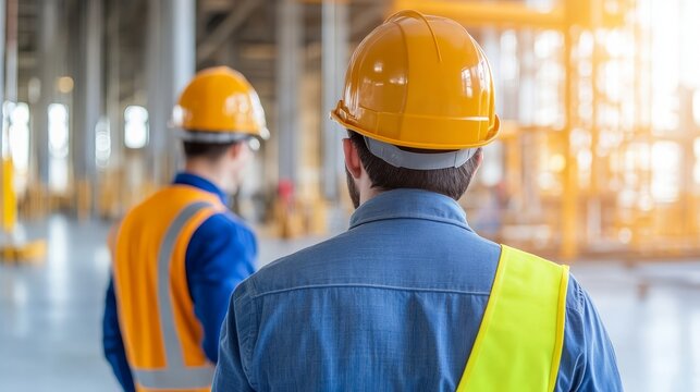 Maintenance workers at industrial site team collaboration workshop - Powered by Adobe