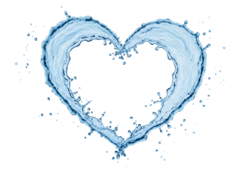 Water splash forming a heart shape against a black background symbolizing love purity and freshness in a unique way