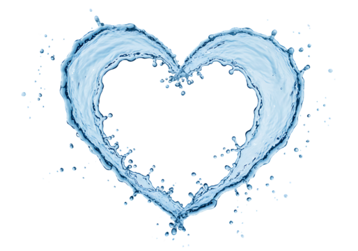 Water splash forming a heart shape against a black background symbolizing love purity and freshness in a unique way