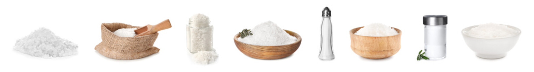 Plakat Set of salt on white background
