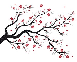 black branches minimal on white background