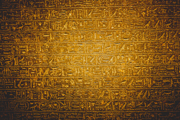 Ancient Egypt background. Hieroglyp horizontal wallpaper with copy space.