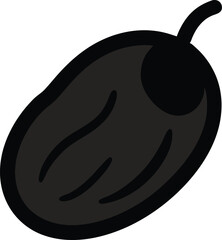 Date Fruit Icon Black Outline on White Background – Minimal Line Art
