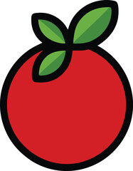 Cranberry Fruit Icon with Black Outline on White Background