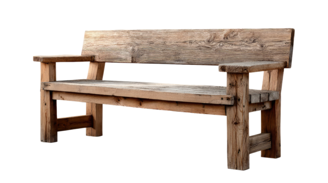 Wooden Bench: A weathered wooden bench, its rustic charm inviting rest and contemplation, stands as a testament to enduring craftsmanship and the beauty of simplicity.