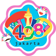 Vector Jakarta global city, 498 years old