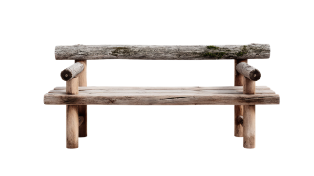 Rustic Bench in Nature's Embrace: A charming wooden bench, meticulously crafted, stands as a testament to the beauty of nature. Ideal for solitary moments or shared conversations.