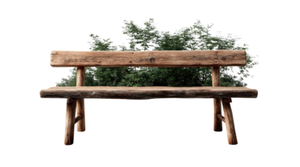 Rustic Bench Amidst Nature: A weathered wooden bench invites relaxation, nestled in the embrace of verdant greenery. A sanctuary of calm and respite