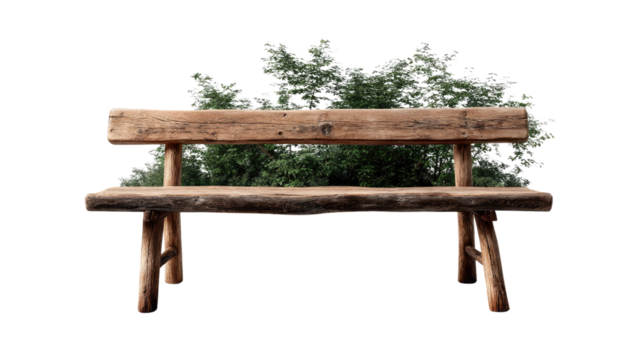 Rustic Bench Amidst Nature: A weathered wooden bench invites relaxation, nestled in the embrace of verdant greenery. A sanctuary of calm and respite