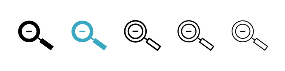 Zoom out icons in Multiple Styles Set. Vector Illustration