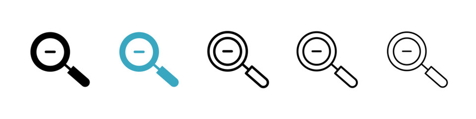 Zoom out icons in Multiple Styles Set. Vector Illustration