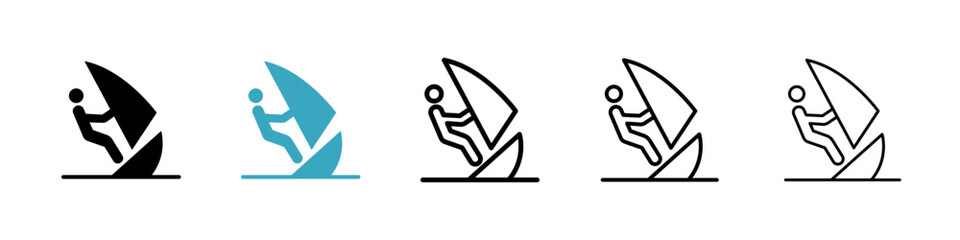 Windsurf icons in Multiple Styles Set. Vector Illustration