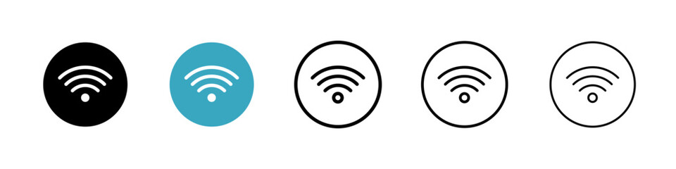 Wifi Signal icons in Multiple Styles Set. Vector Illustration