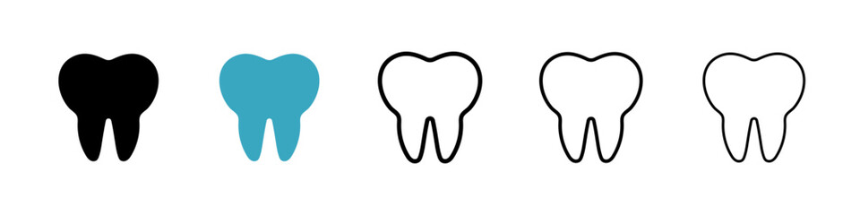 Tooth icons in Multiple Styles Set. Vector Illustration