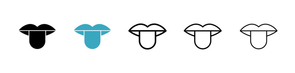 Tongue icons in Multiple Styles Set. Vector Illustration