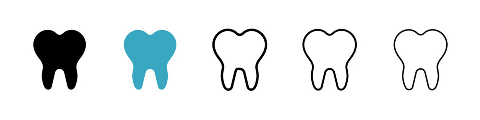 Tooth icons in Multiple Styles Set. Vector Illustration
