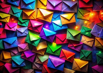 Fototapeta premium Colorful envelopes and letter photography create a vibrant, engaging background for your cover letter.