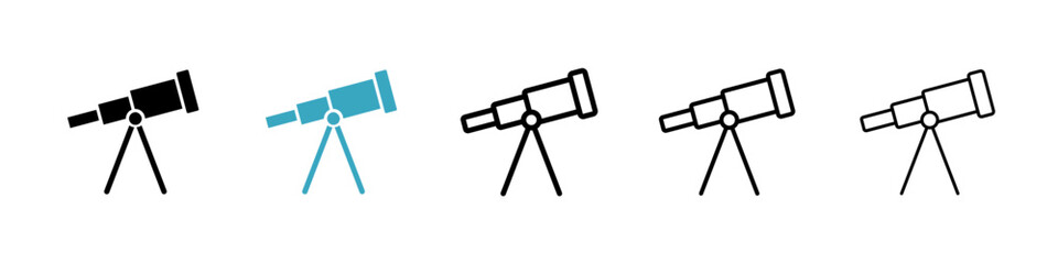 Telescope icons in Multiple Styles Set. Vector Illustration