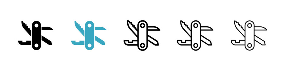 Swiss Knife icons in Multiple Styles Set. Vector Illustration