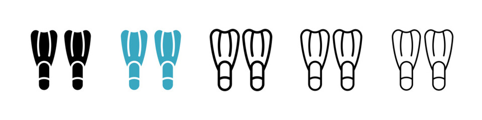 Scuba diving icons in Multiple Styles Set. Vector Illustration