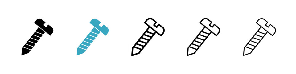 Screw icons in Multiple Styles Set. Vector Illustration