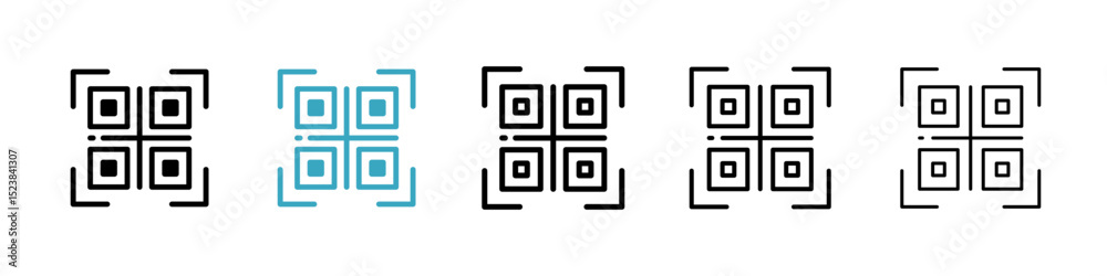 Poster qr code icons in multiple styles set. vector illustration
