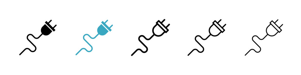 Plug icons in Multiple Styles Set. Vector Illustration