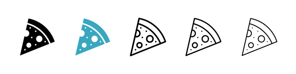 Pizza slice icons in Multiple Styles Set. Vector Illustration