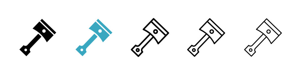 Piston icons in Multiple Styles Set. Vector Illustration