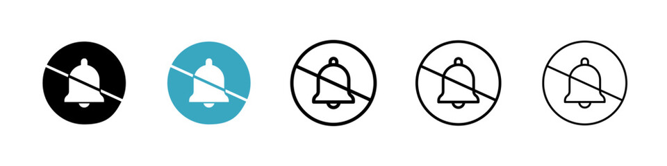 Notification off icons in Multiple Styles Set. Vector Illustration