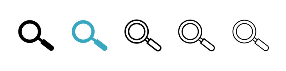 Loupe icons in Multiple Styles Set. Vector Illustration