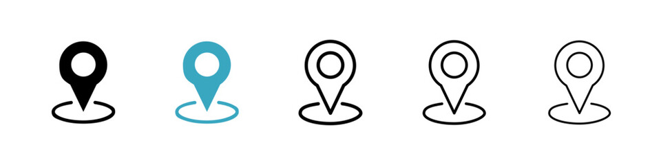 Location pin icons in Multiple Styles Set. Vector Illustration