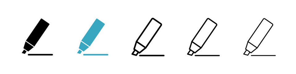 Highlighter icons in Multiple Styles Set. Vector Illustration