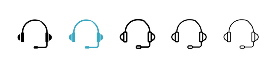 Headphones icons in Multiple Styles Set. Vector Illustration
