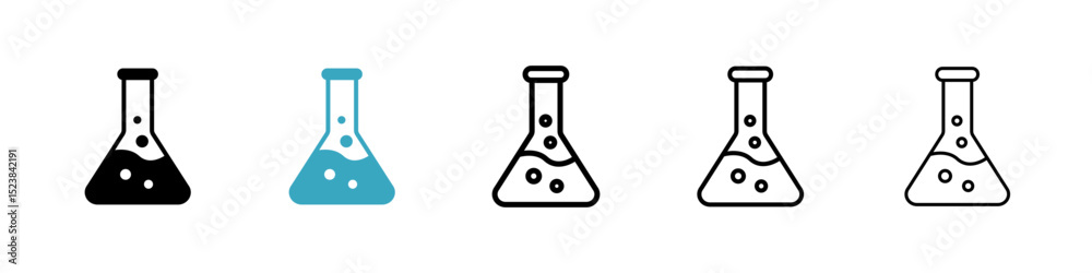 Poster flask icons in multiple styles set. vector illustration