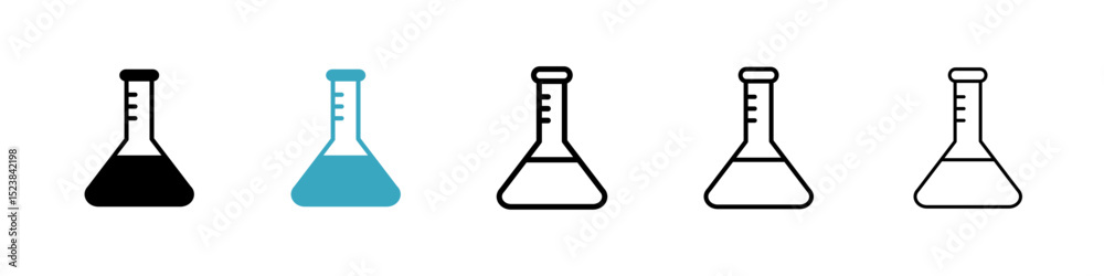 Poster flask icons in multiple styles set. vector illustration