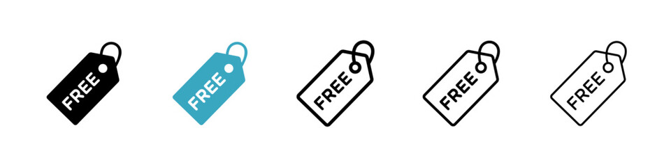 Free tag icons in Multiple Styles Set. Vector Illustration